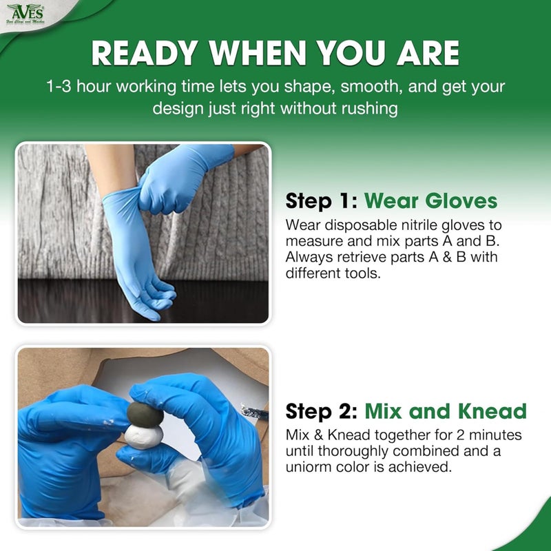 Aves Apoxie Sculpt - 2 Part Modeling Compound (A & B) - 1/4 Pound, Apoxie Sculpt for Sculpting, Modeling, Filling, Repairing, Easy to Use and Durable White/Stone White - Image 2